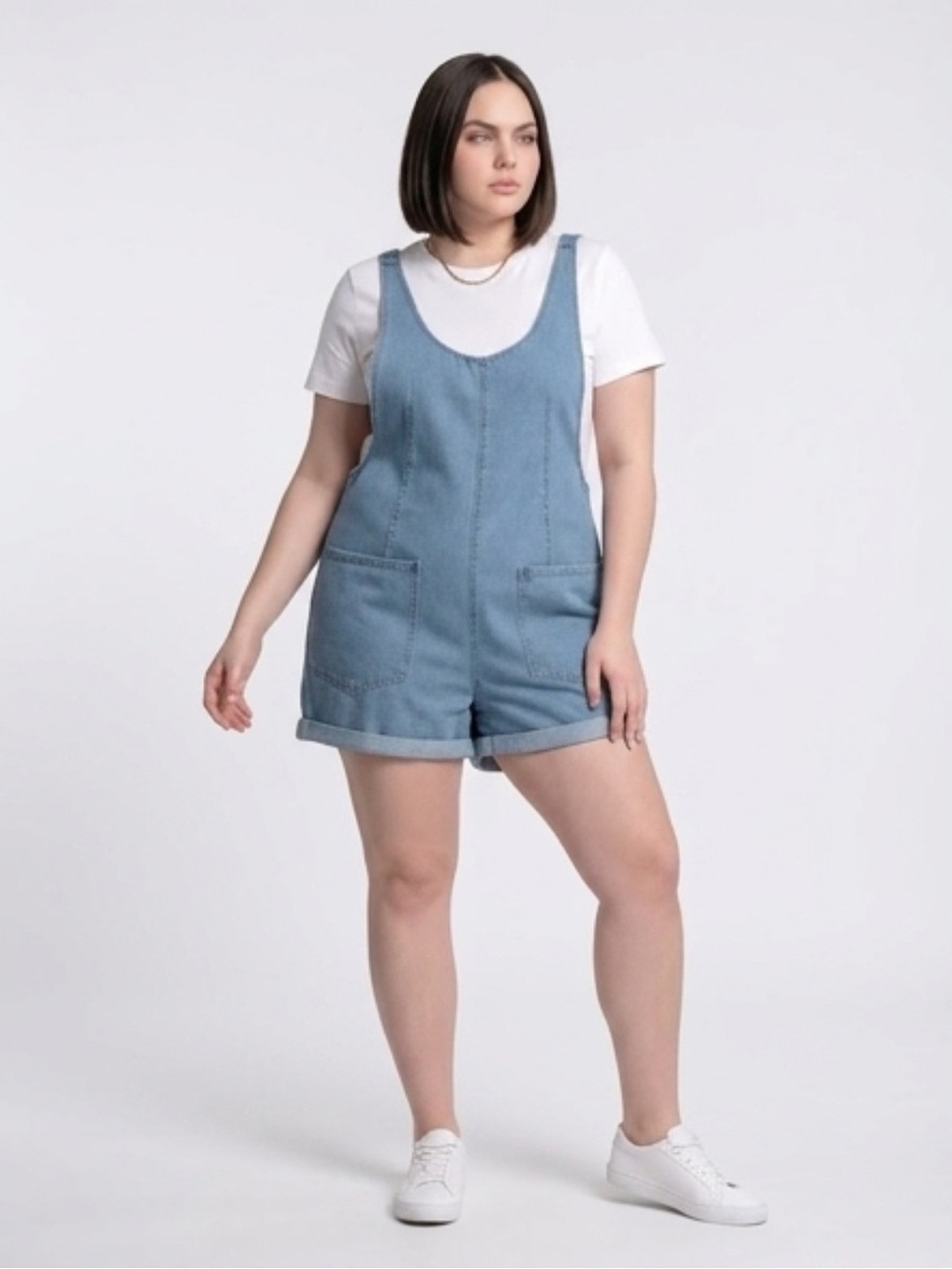 Light Blue Denim Short Romper Overalls